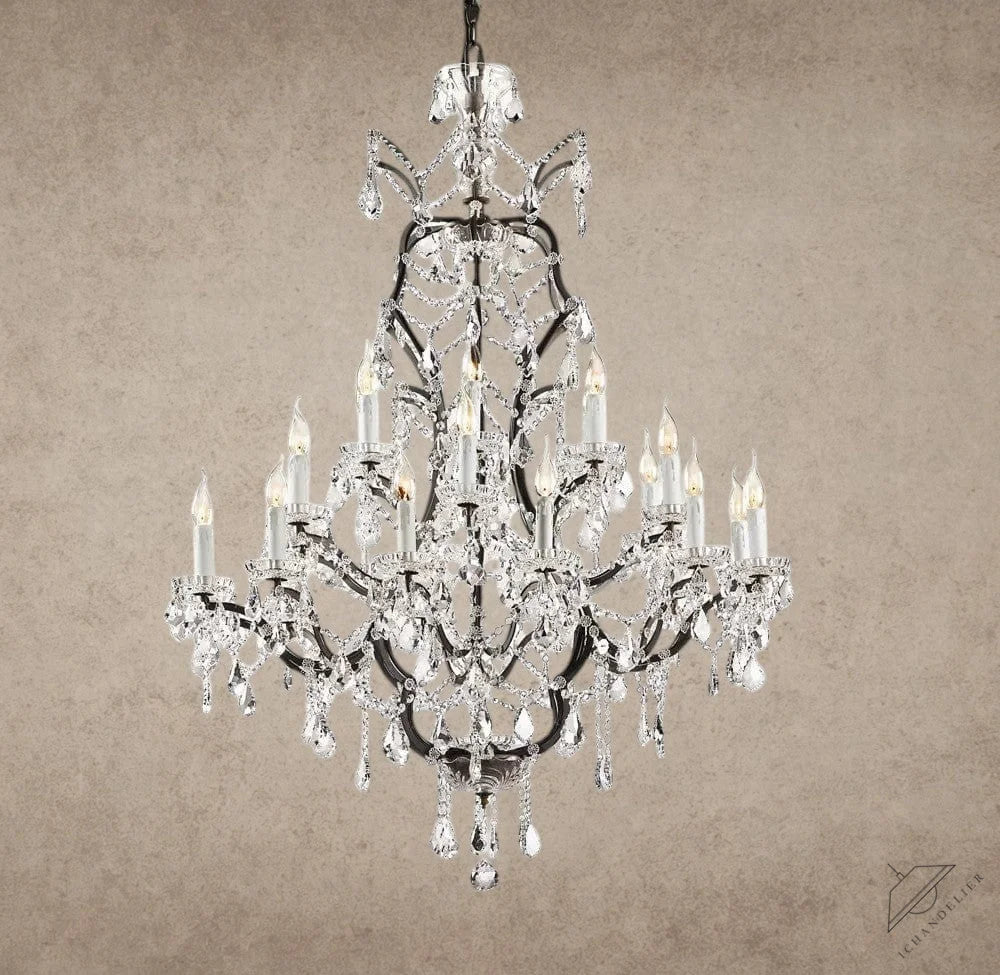 40" / Bronze/ Clear Crystal 19th C. Rococo Iron & Crystal Round Chandelier 18", 28", 33", 40", 60", 101"