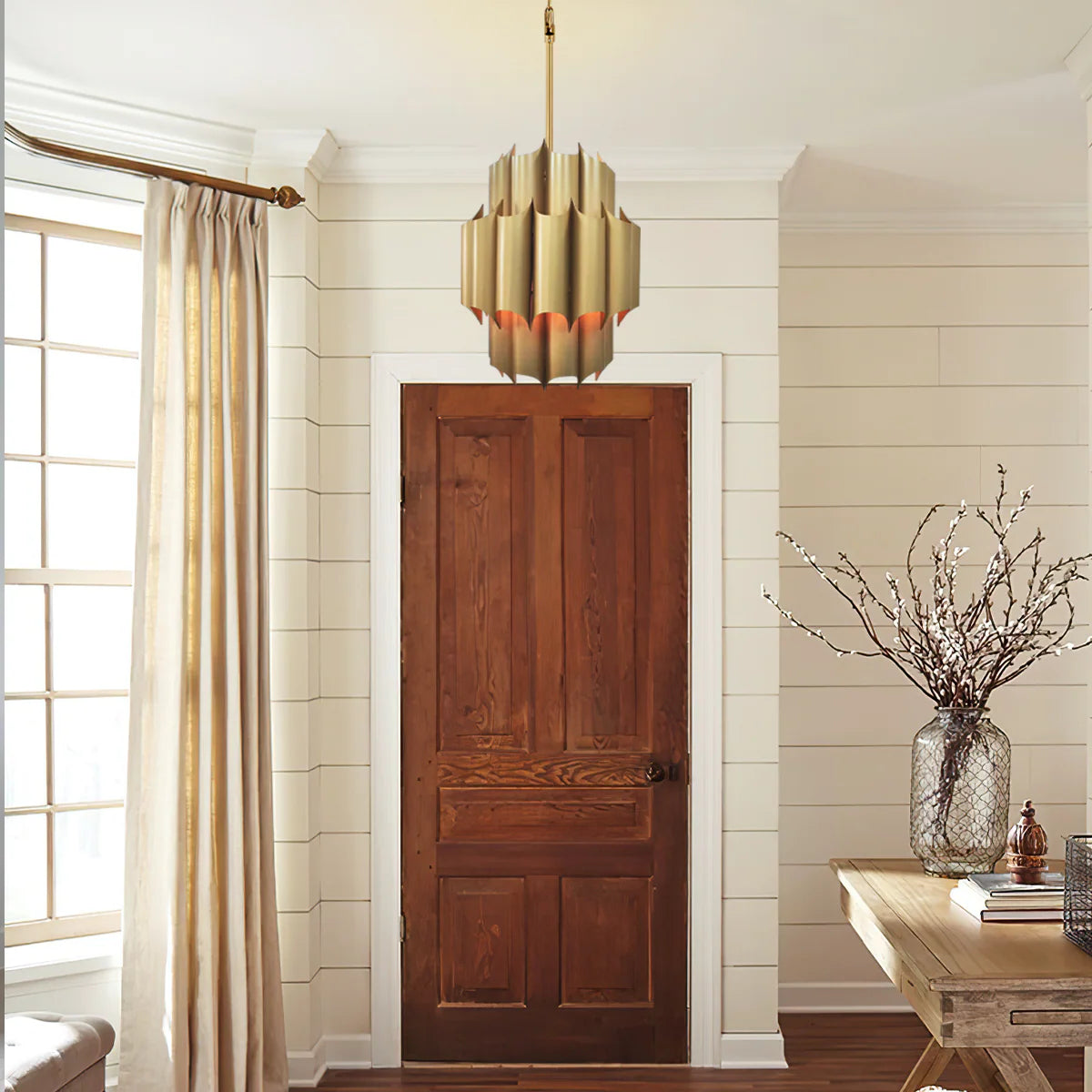 Gabe Brass Fluted Chandelier