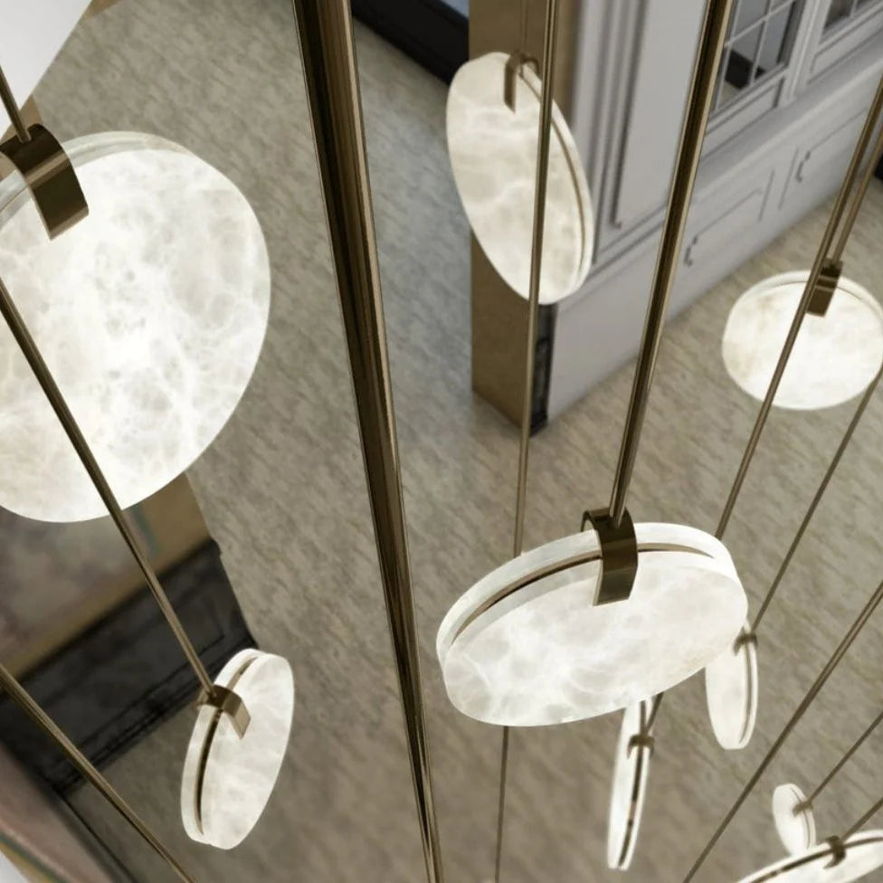 Alabaster Disc Pendant Light 9.8", 13.8", 17.7", 21.3", 25.2"
