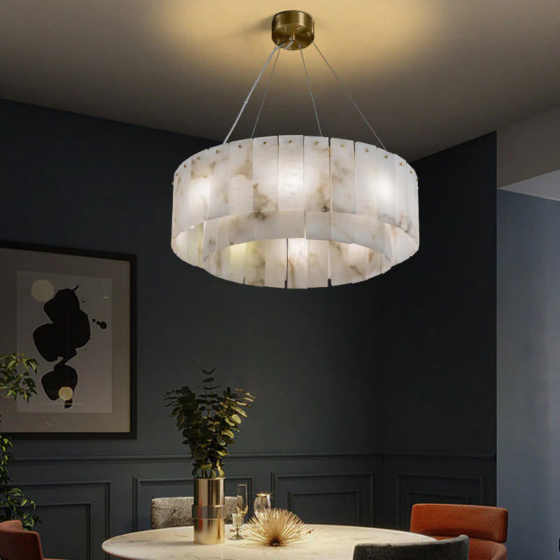 Victoria Alabaster Modern Round Chandelier 22.4", 32.3"