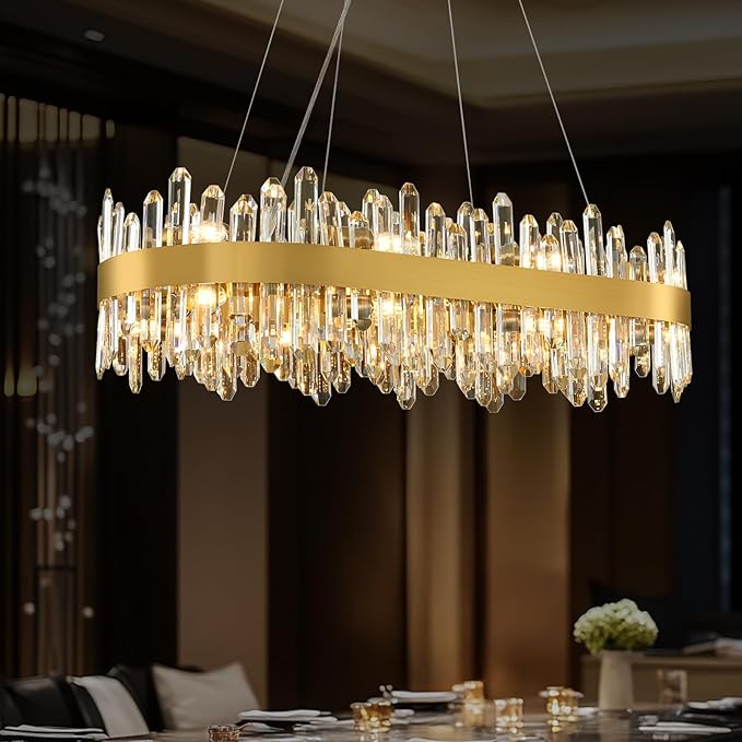 MDEGLYO Modern Crystal Linear Chandelier