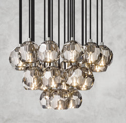 Boule De Cristal Clear/ Smoke Glass Round Cluster Chandelier 14", 19", 24", 30", 40"