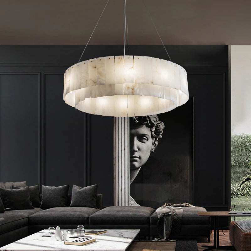 Victoria Alabaster Modern Round Chandelier 22.4