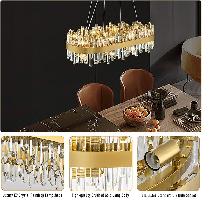 MDEGLYO Modern Crystal Linear Chandelier