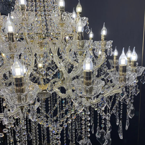 Extra Large French Candle Crystal Branch Chandelier for Foyer and Staircase