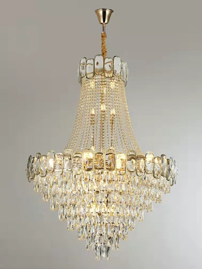 Foyer Staircase Chandelier Luxury K9 Crystal Ceiling Light For Living Room / Hallway