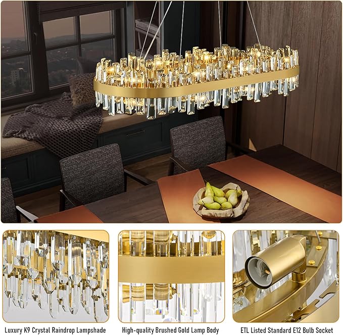 MDEGLYO Modern Crystal Linear Chandelier