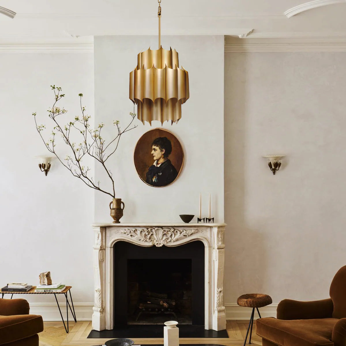 Gabe Brass Fluted Chandelier