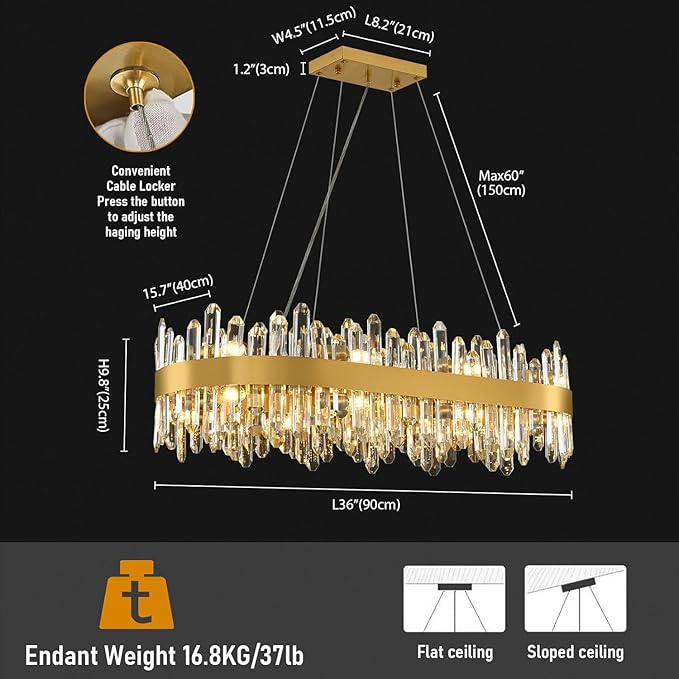 MDEGLYO Modern Crystal Linear Chandelier