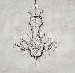 19th C. Rococo Iron & Crystal Round Chandelier 18", 28", 33", 40", 60", 101"