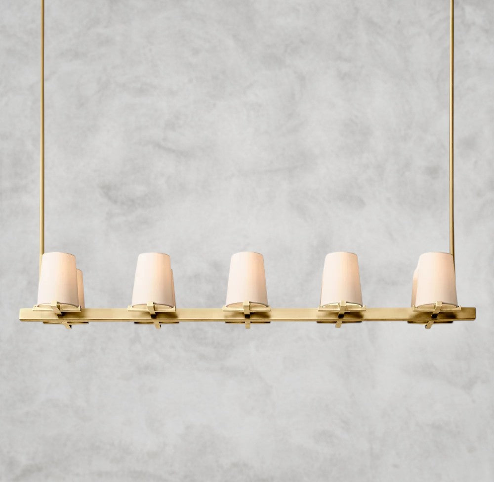 Pauillac Fabric Shade Linear Chandelier 49", 60"