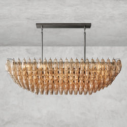 CHIARA CLEAR/ SMOKE GLASS TIERED RECTANGULAR CHANDELIER 54", 74"