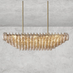 CHIARA CLEAR/ SMOKE GLASS TIERED RECTANGULAR CHANDELIER 54", 74"