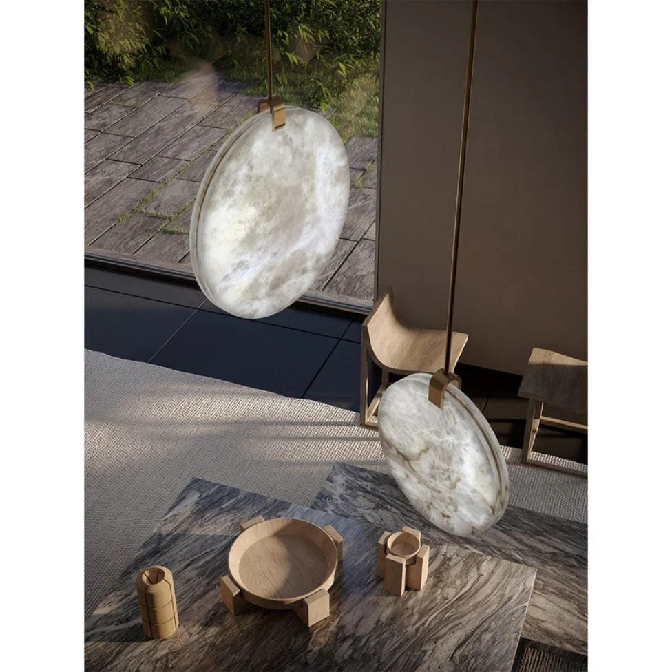 Alabaster Disc Pendant Light 9.8