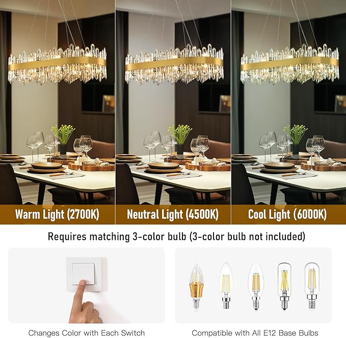 MDEGLYO Modern Crystal Linear Chandelier