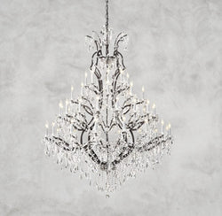19th C. Rococo Iron & Crystal Round Chandelier 18", 28", 33", 40", 60", 101"