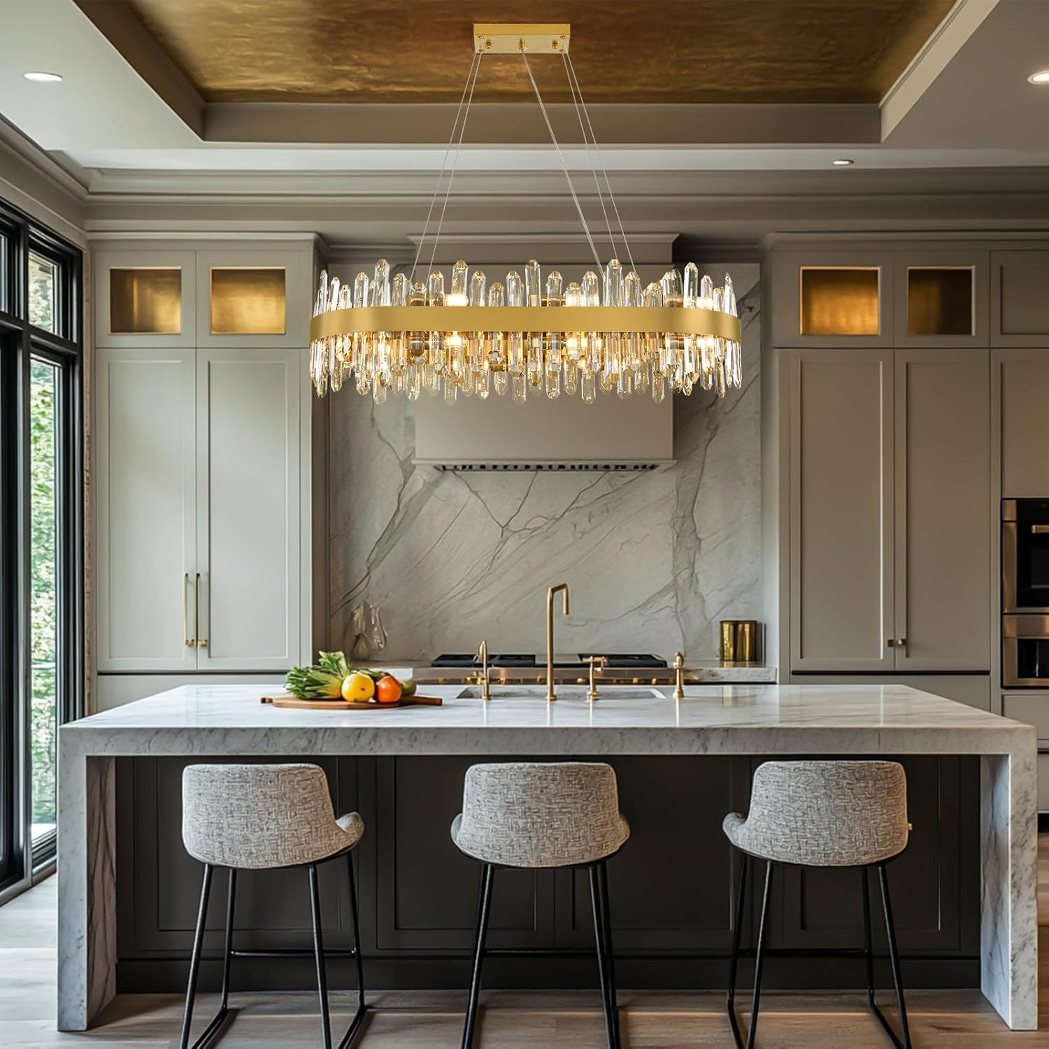 MDEGLYO Modern Crystal Linear Chandelier