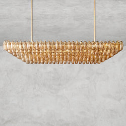 CHIARA CLEAR/ SMOKE GLASS TIERED RECTANGULAR CHANDELIER 54", 74"