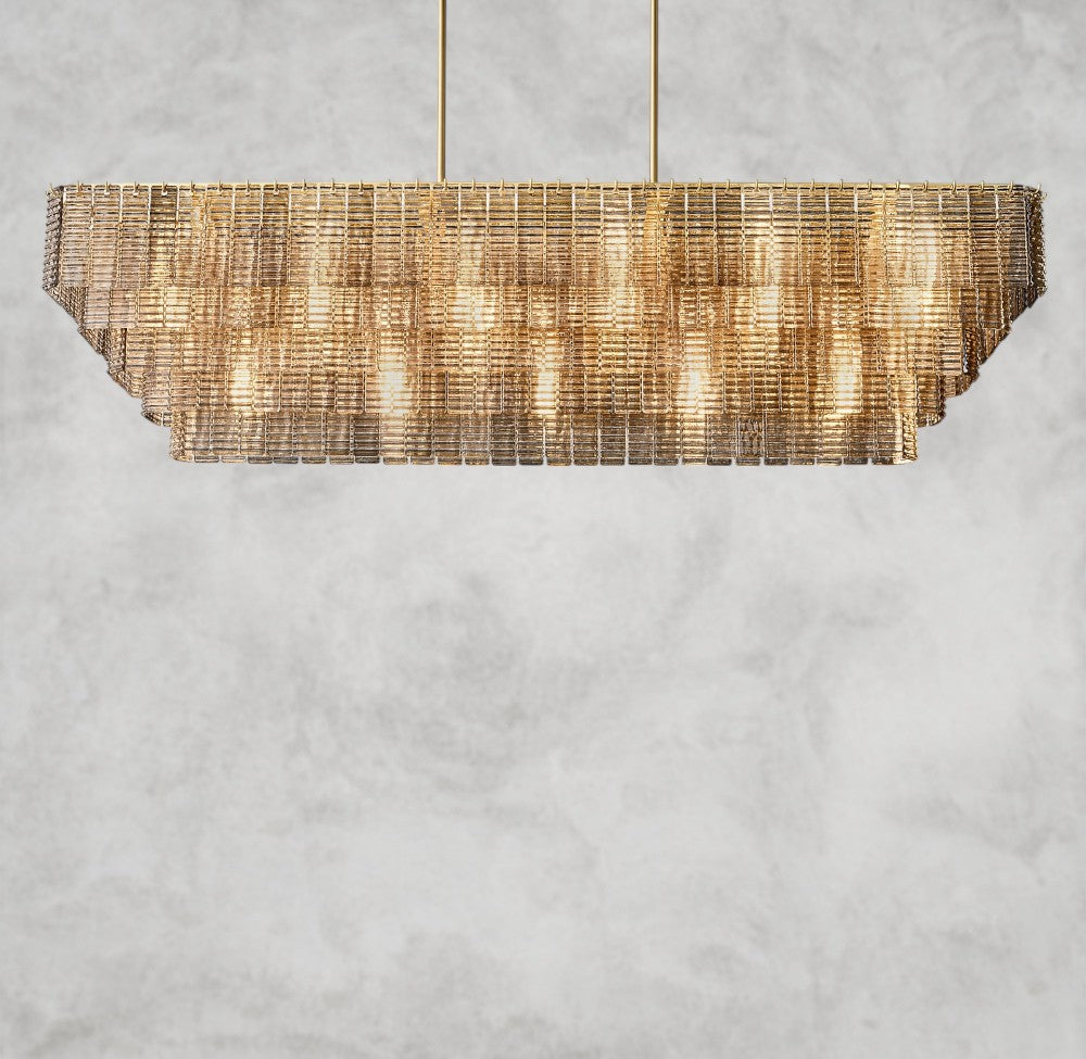 Sirene Smoke Glass Rectangular Chandelier 59