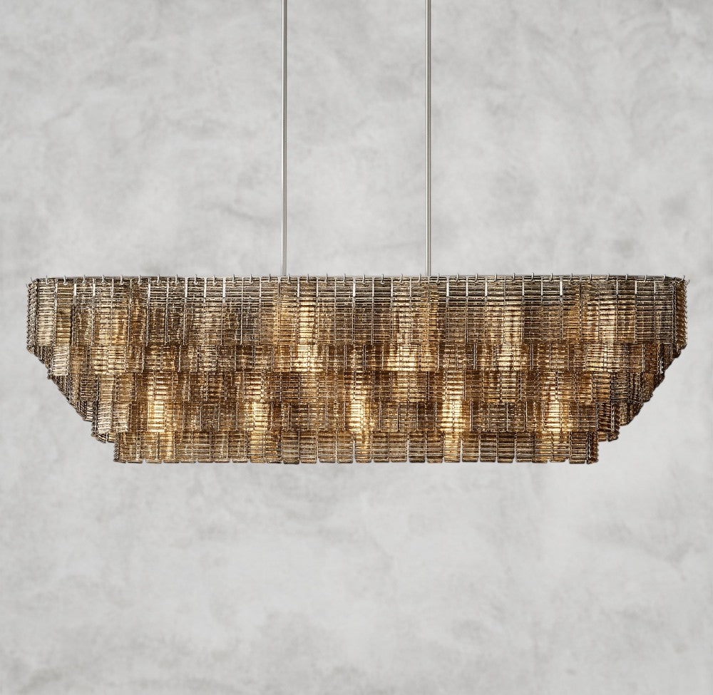 Sirene Smoke Glass Rectangular Chandelier 59