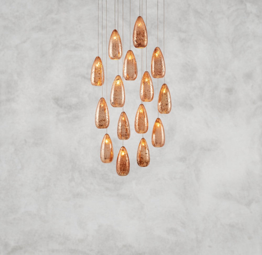 Edda Round Glass Chandelier 23", 35"