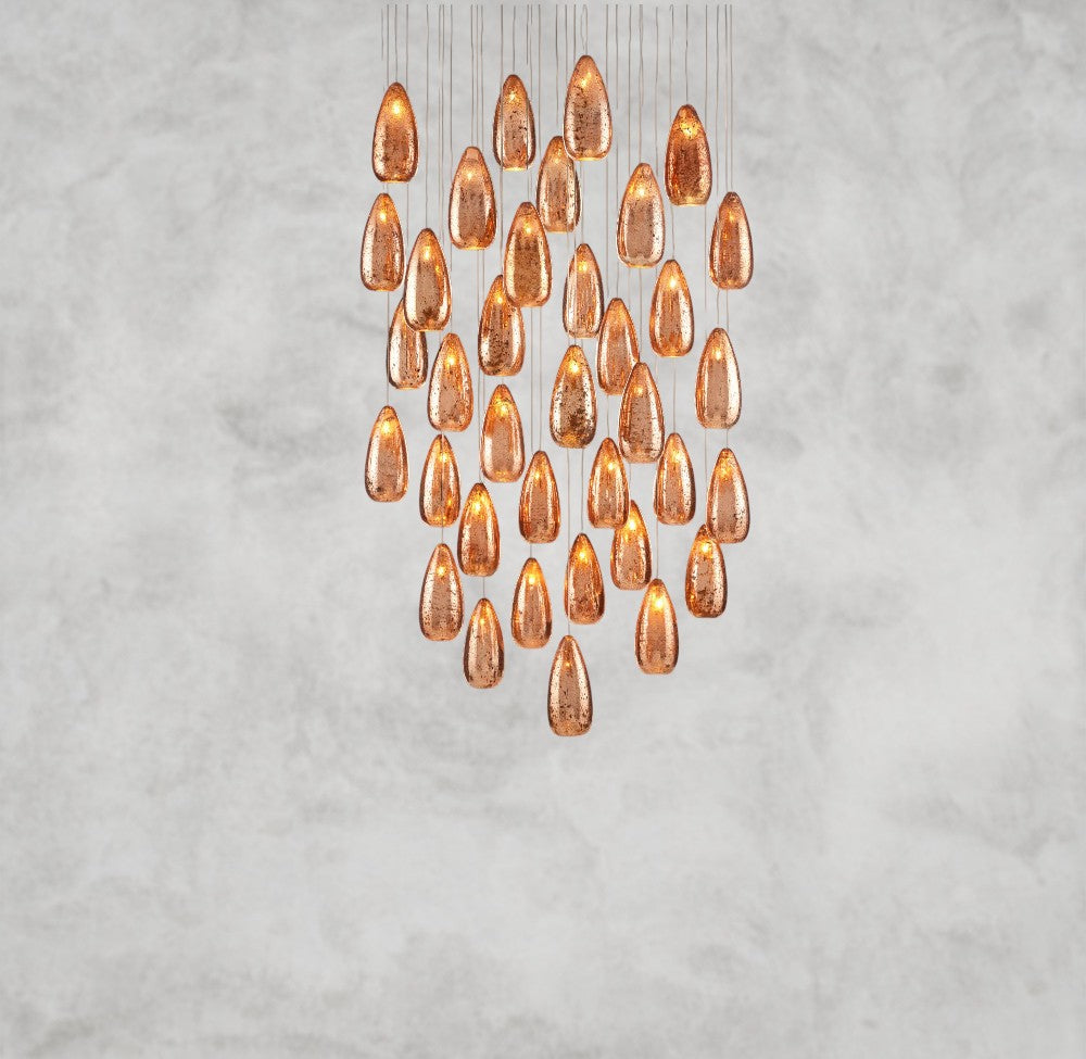 Edda Round Glass Chandelier 23", 35"