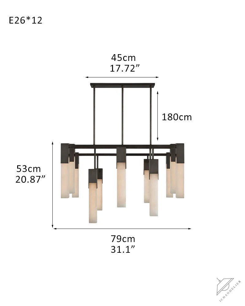 8 Lights Organic Elegance Linear Convet Alabaster Chandelier