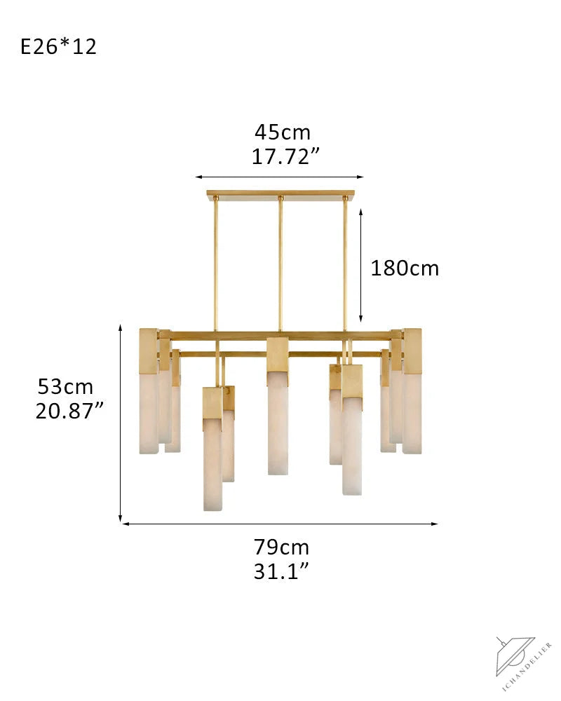 8 Lights Organic Elegance Linear Convet Alabaster Chandelier