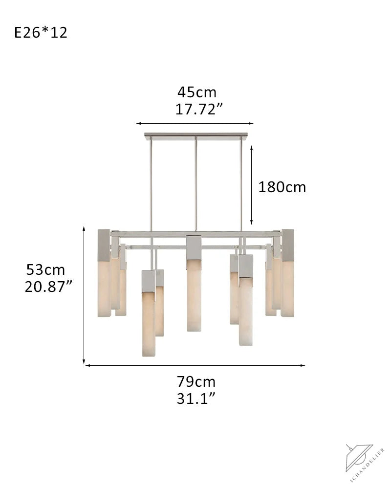 8 Lights Organic Elegance Linear Convet Alabaster Chandelier
