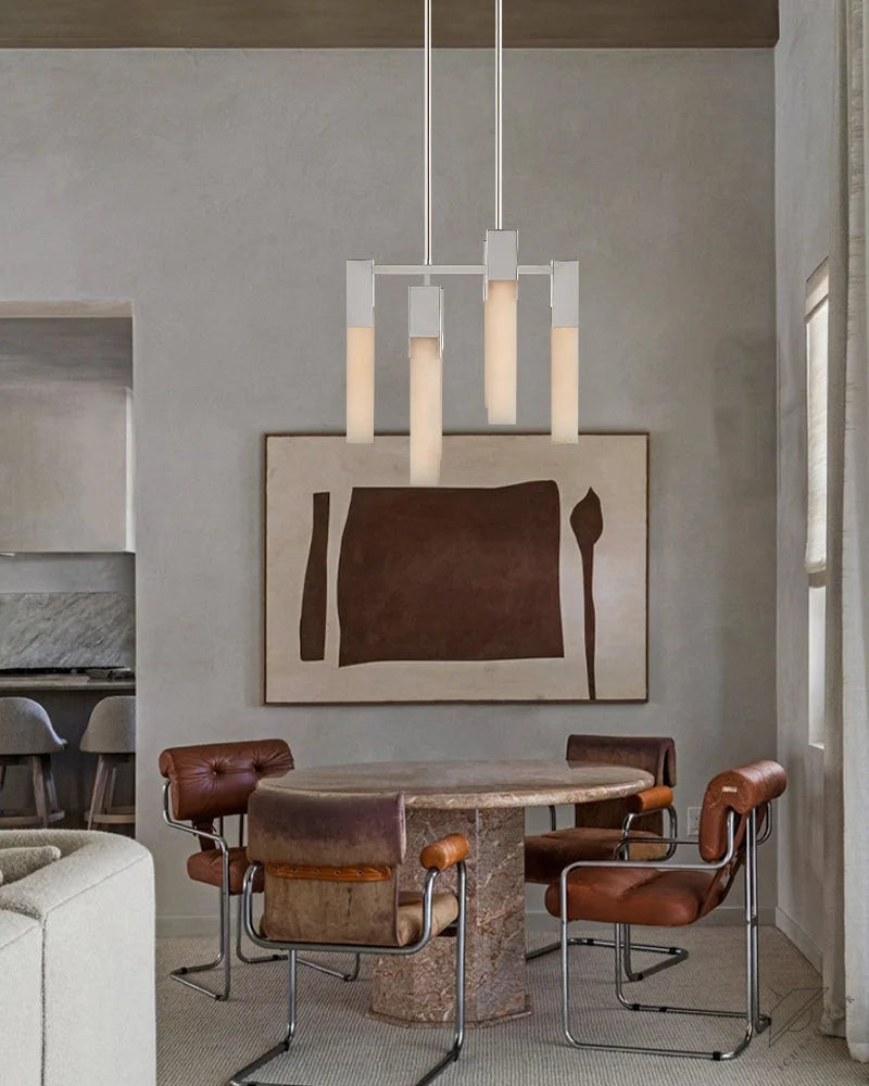 8 Lights Organic Elegance Linear Convet Alabaster Chandelier