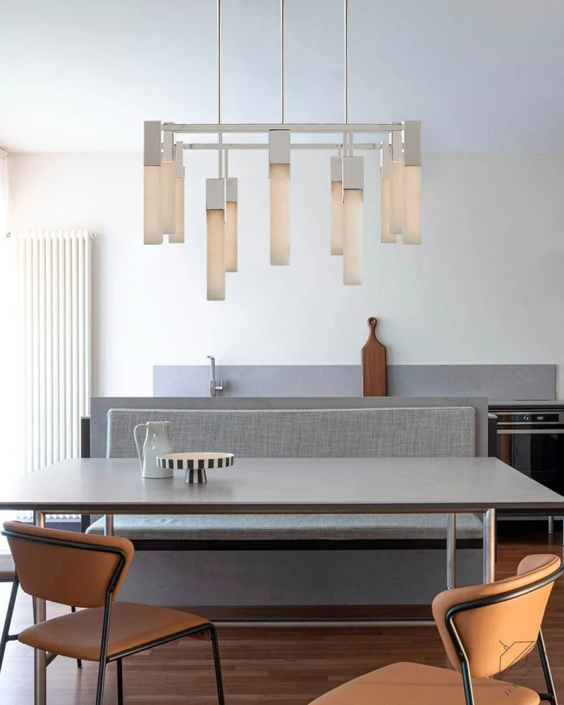 8 Lights Organic Elegance Linear Convet Alabaster Chandelier