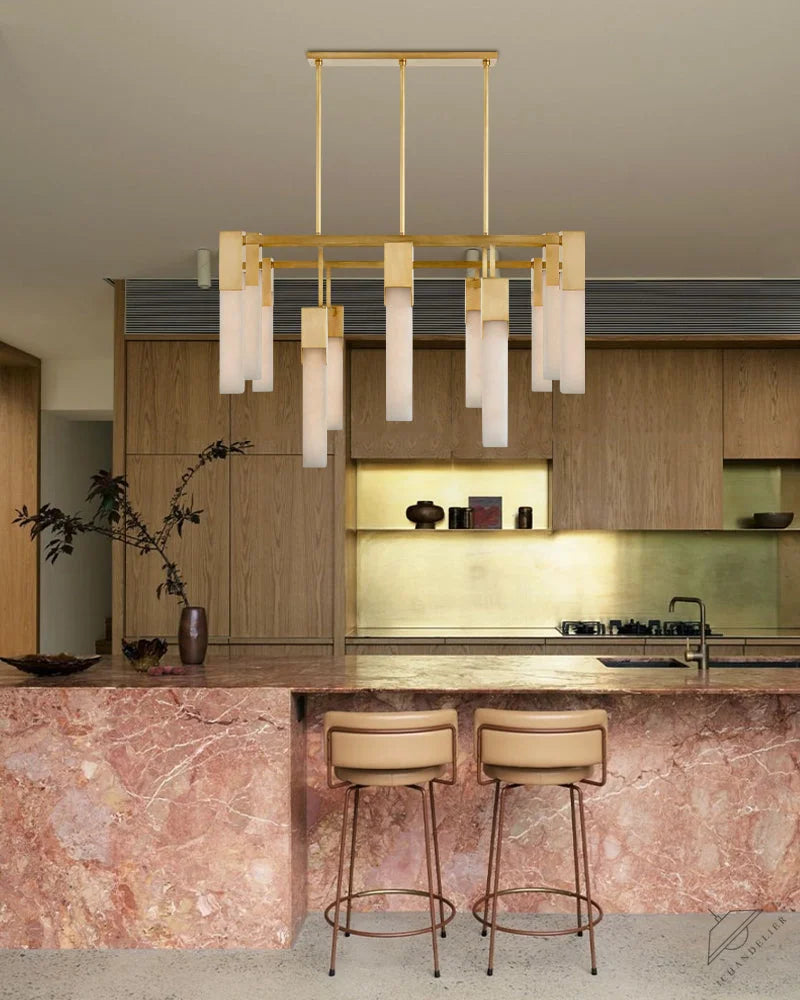 8 Lights Organic Elegance Linear Convet Alabaster Chandelier