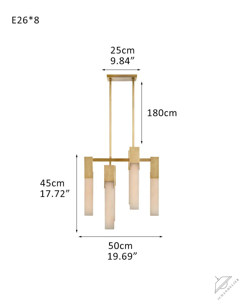 8 Lights Organic Elegance Linear Convet Alabaster Chandelier