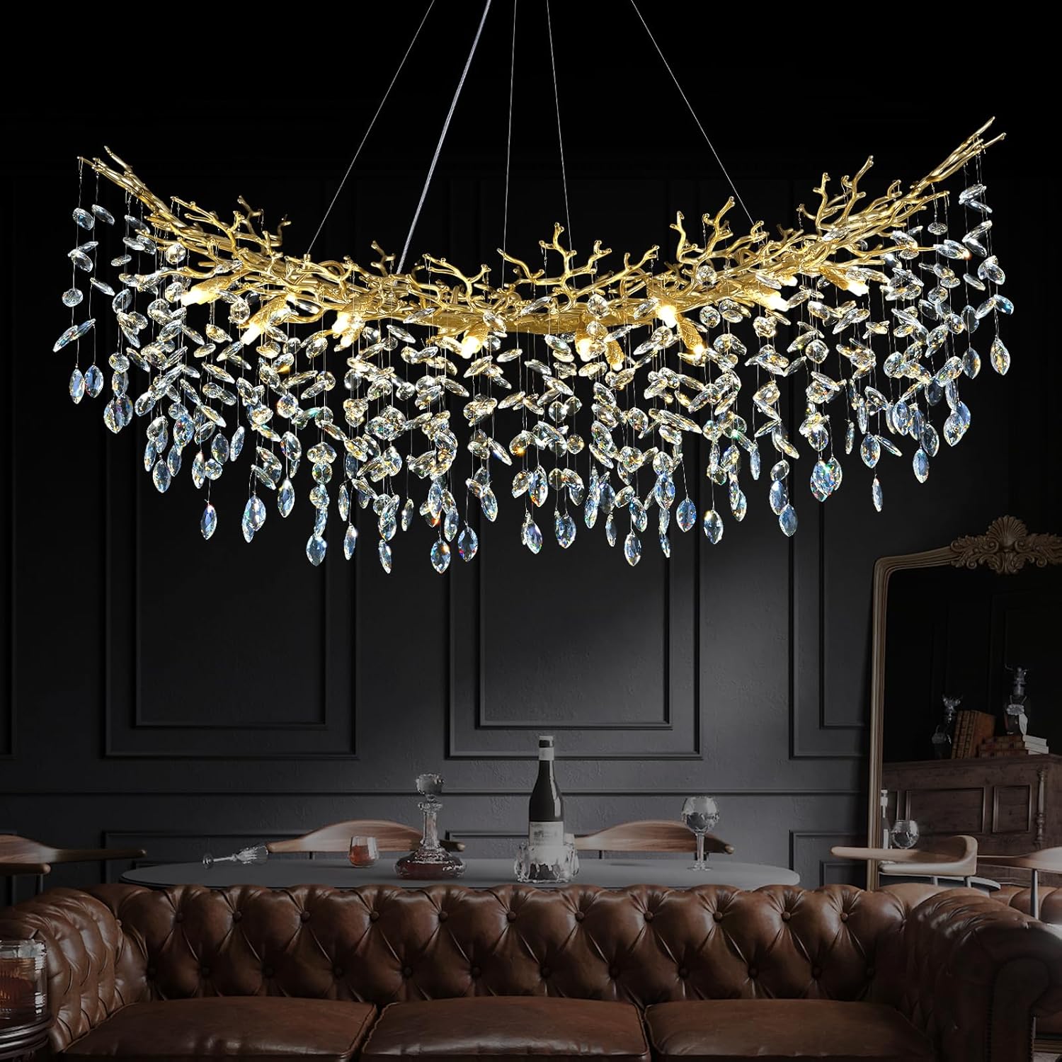 Modern Silver Crystal Glass Tree Branchs Chandelier 55" 72" - Fast Delivery-1-Luxehomezone