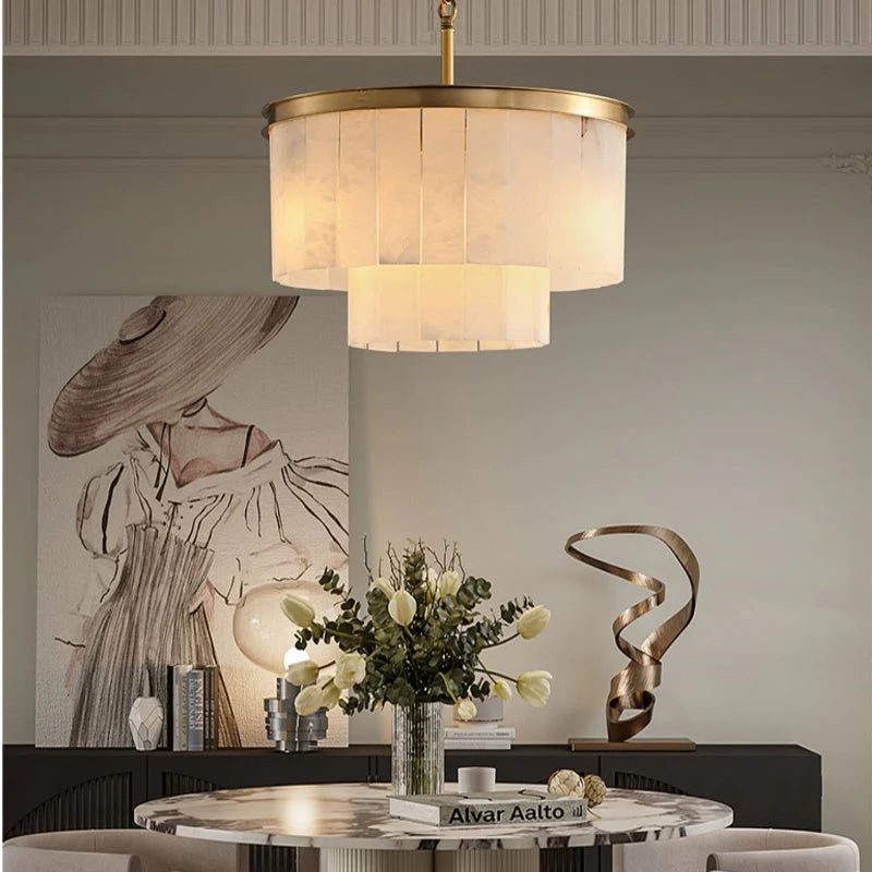 Alabaster Multi-Layer Modern Round Chandelier