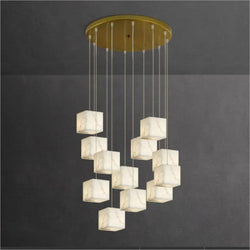 Gavin Alabaster Cube Foyer Staircase Long Chandelier 7/ 9/ 12/ 18/ 25/ 36 Lights