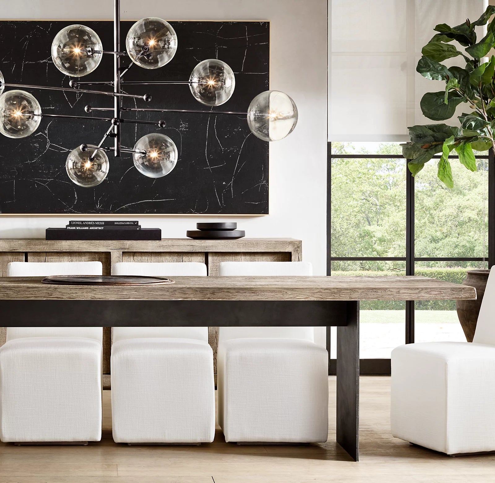 Glass Globe Mobile Six-Arm Chandelier 40