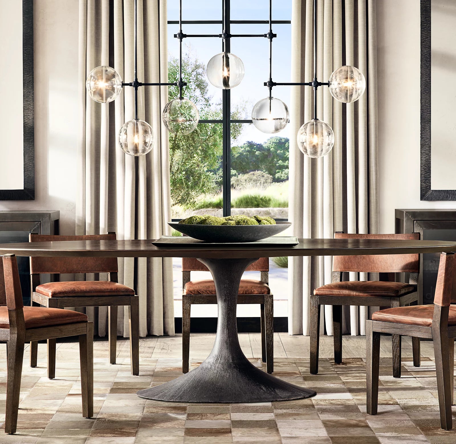 Glass Globe Mobile Linear Chandelier 60