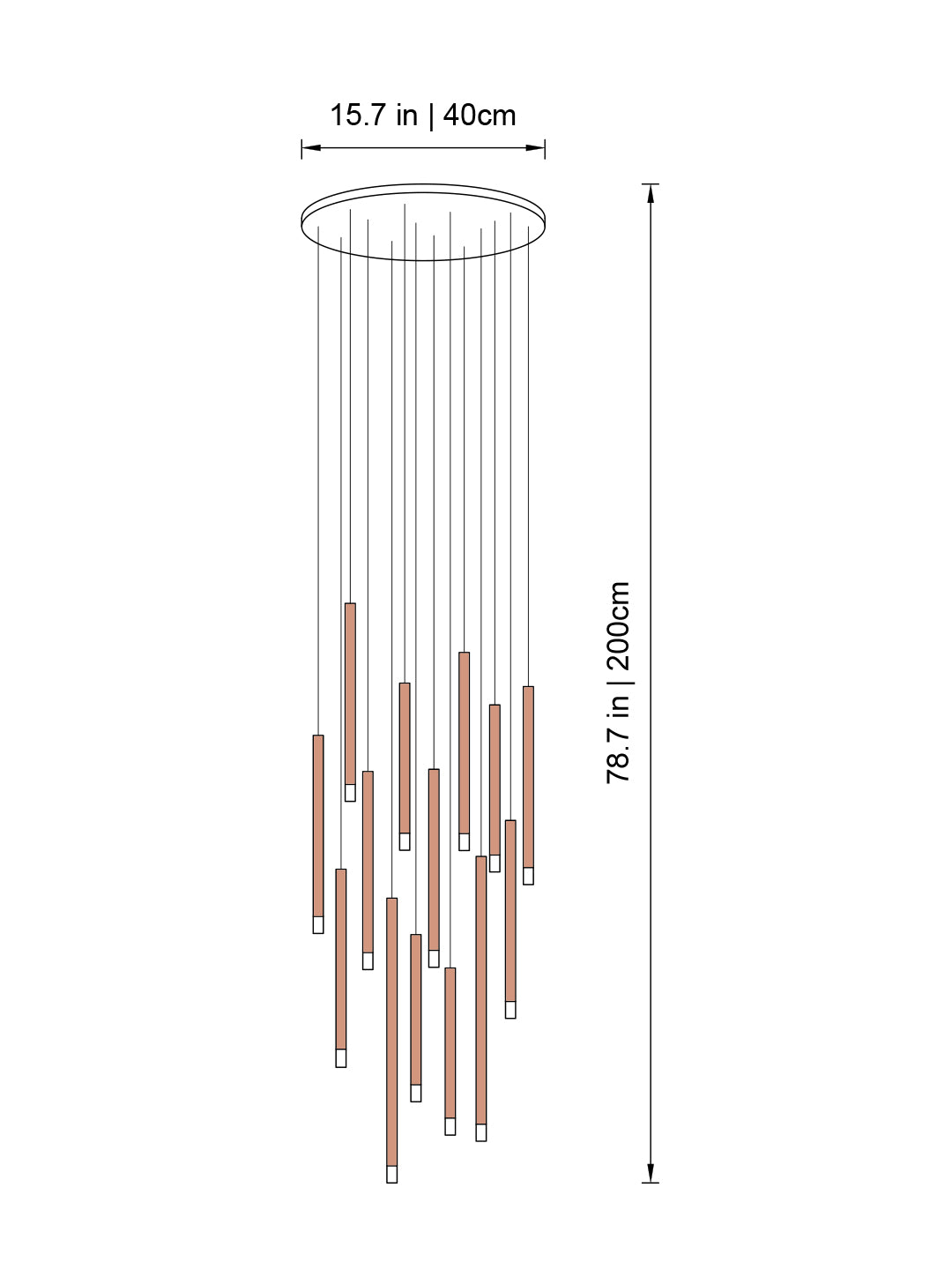Clustered Tubes LED Chandelier by Aurorae Lighting
