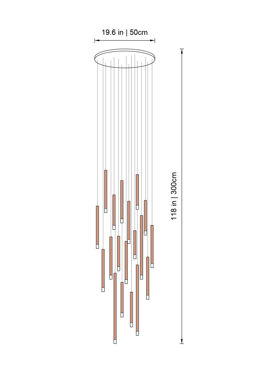 Clustered Tubes LED Chandelier by Aurorae Lighting