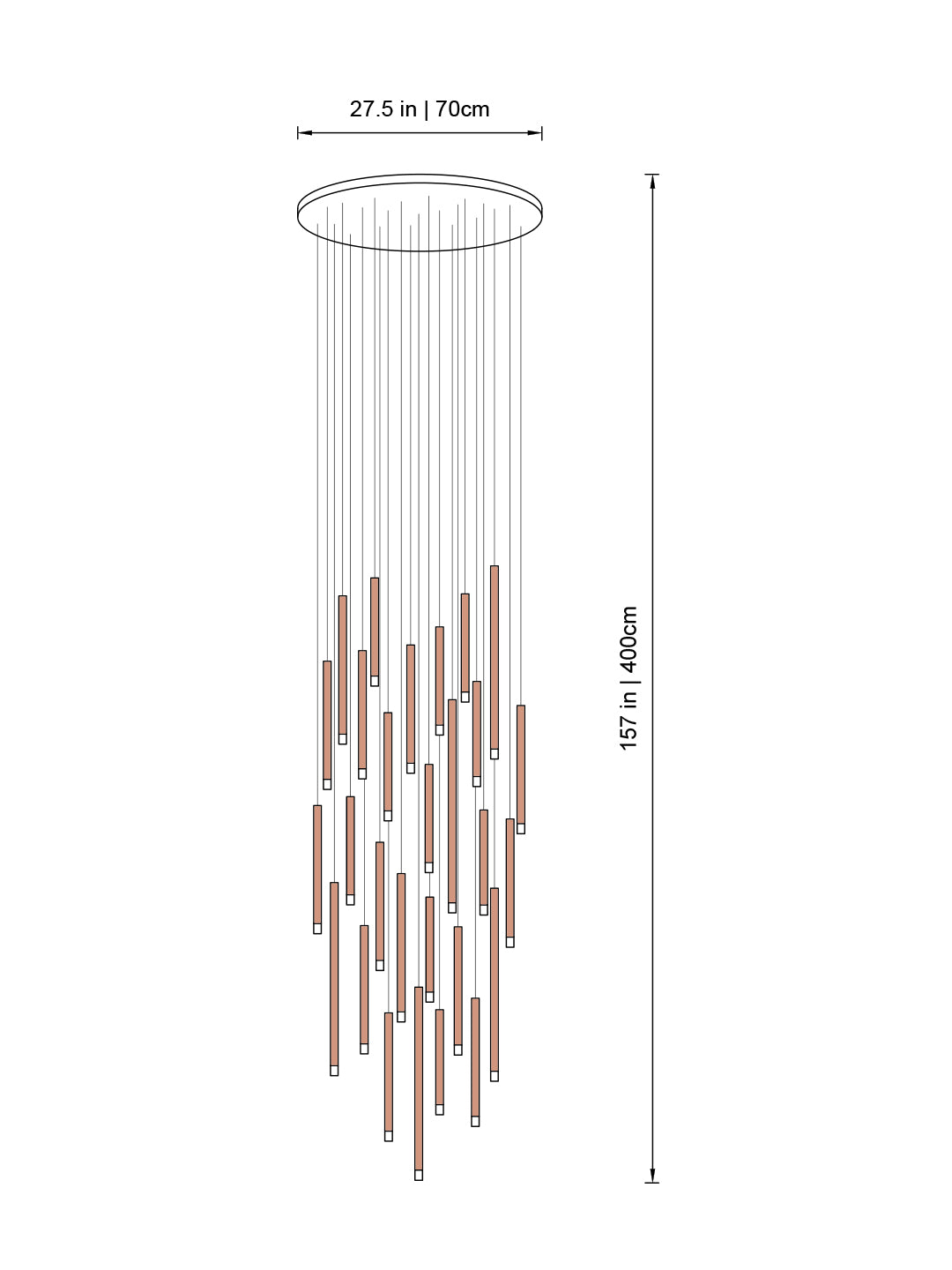 Clustered Tubes LED Chandelier by Aurorae Lighting