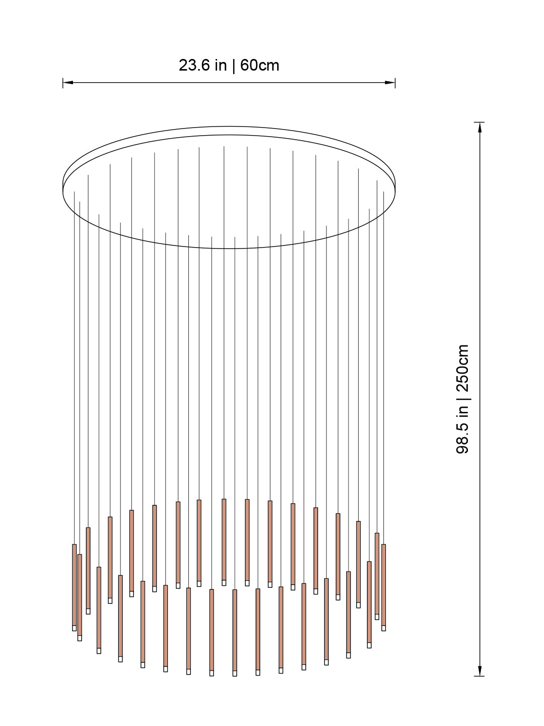 Clustered Tubes LED Chandelier by Aurorae Lighting