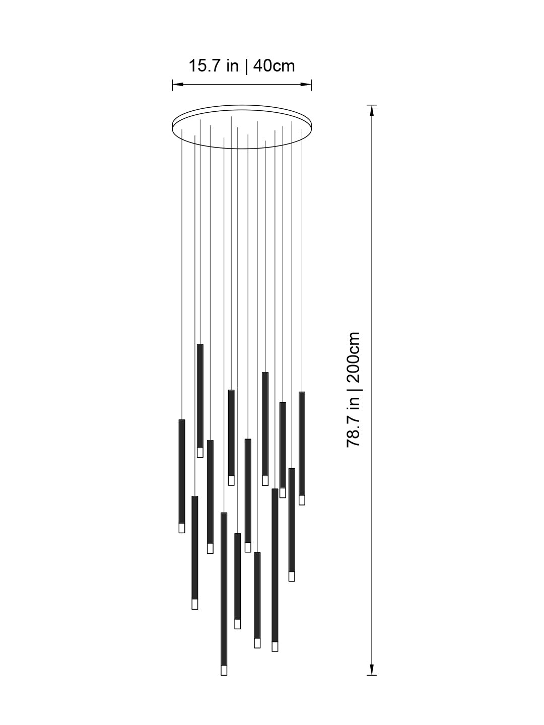 Clustered Tubes LED Chandelier by Aurorae Lighting