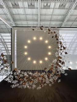 San De Chandelier, Modern Square Glass Spiral Long Pendant Chandelier