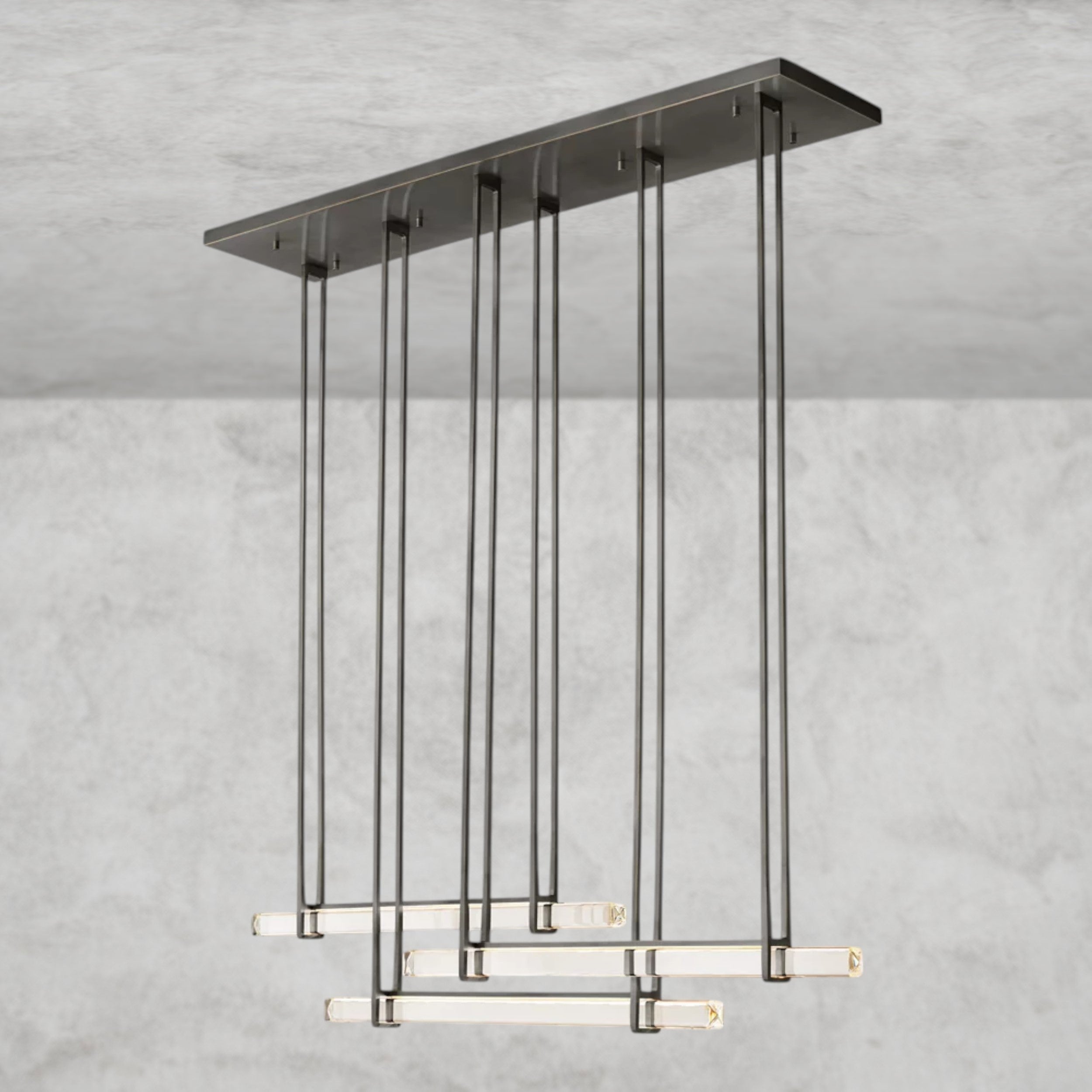 Audubon Crystal Triple Bar Linear Chandelier 60