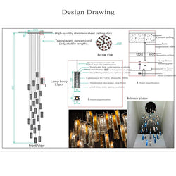 Art Design 1/25/60/84-Light Colorful Rectangle Cluster Glass Tile Pendant/Chandelier