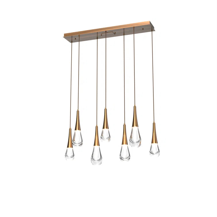 Pluvia 7-Light Linear Chandelier Pendant For Living room Family room Dining Room Bedroom