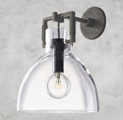 MACHINIST GLASS CLOCHE SCONCE 8", 10"