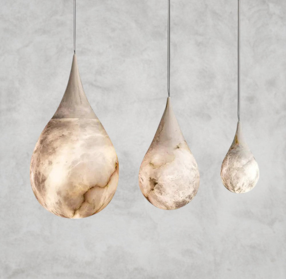 Hailey Alabaster Raindrop Pendant Lighting, Dining Table Pendant 4.25", 7", 9.75", 11.81", 13.78"
