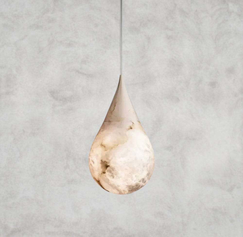Hailey Alabaster Raindrop Pendant Lighting, Dining Table Pendant 4.25